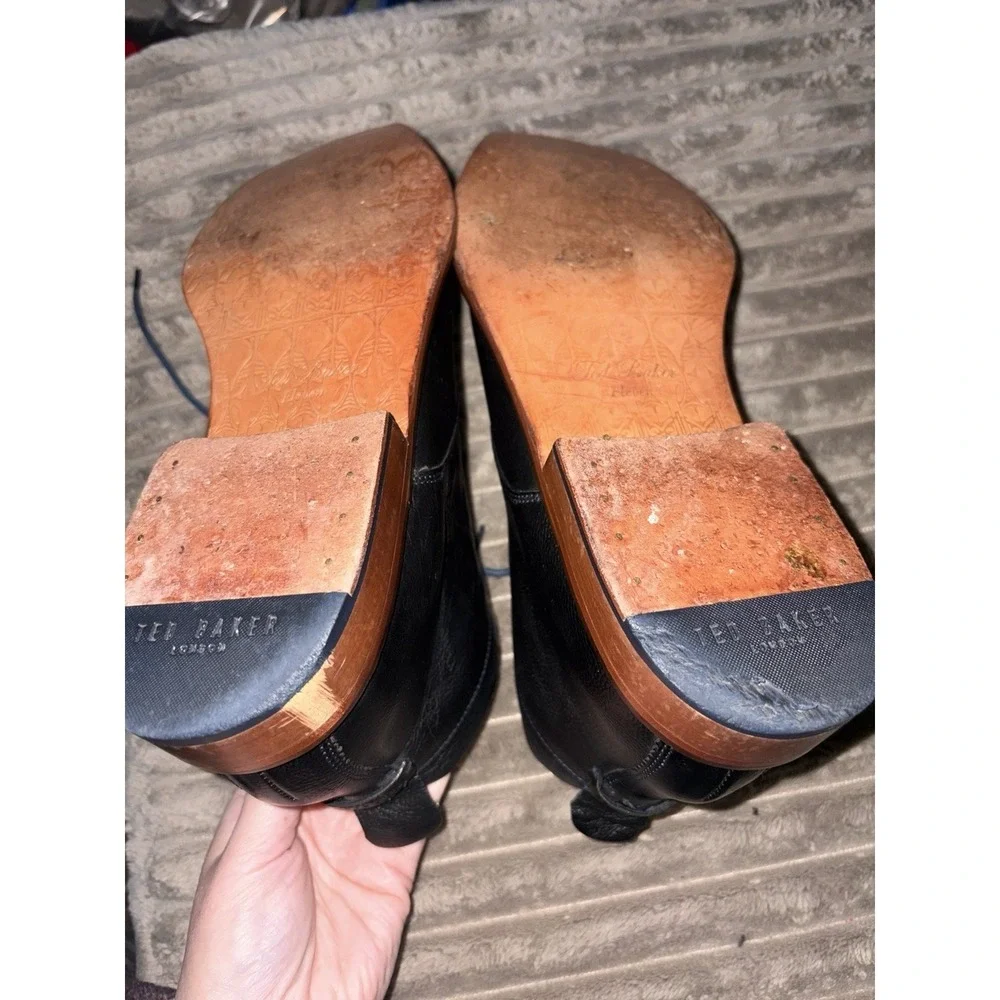TED BAKER Ashcroft 4 Men's Chukka‎ Boots Size 12 Black Leather Square Toe Shoes